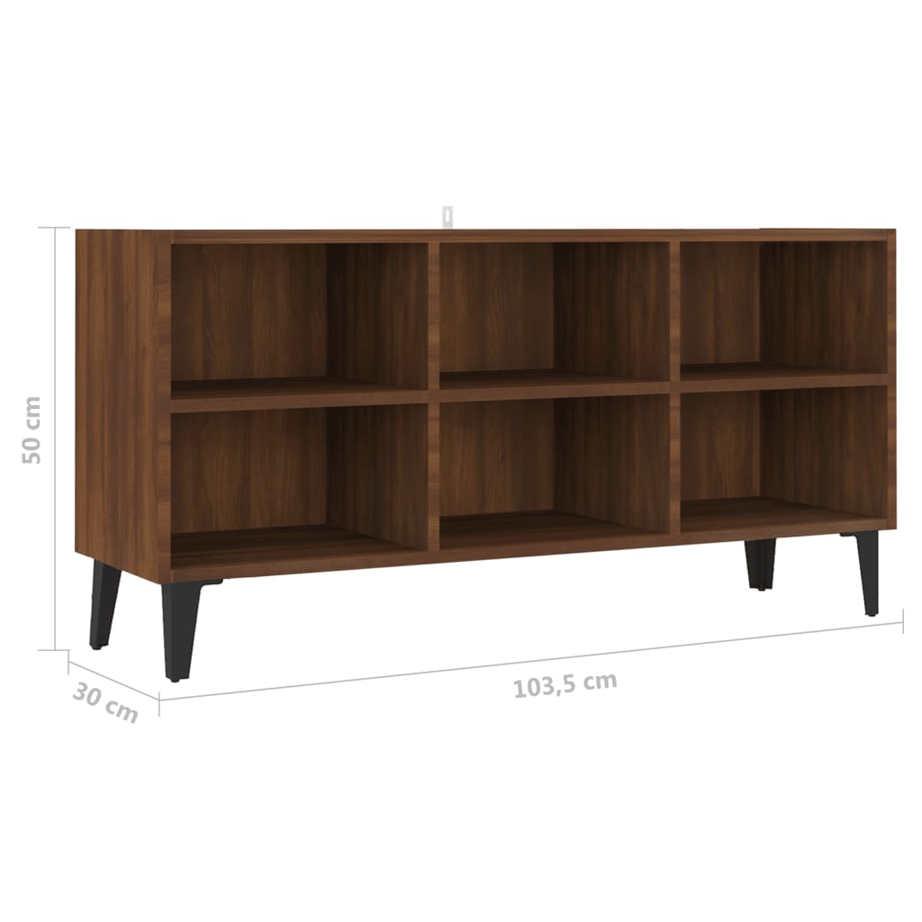 Mueble de TV con patas de metal marrón roble 103,5x30x50 cm vidaXL