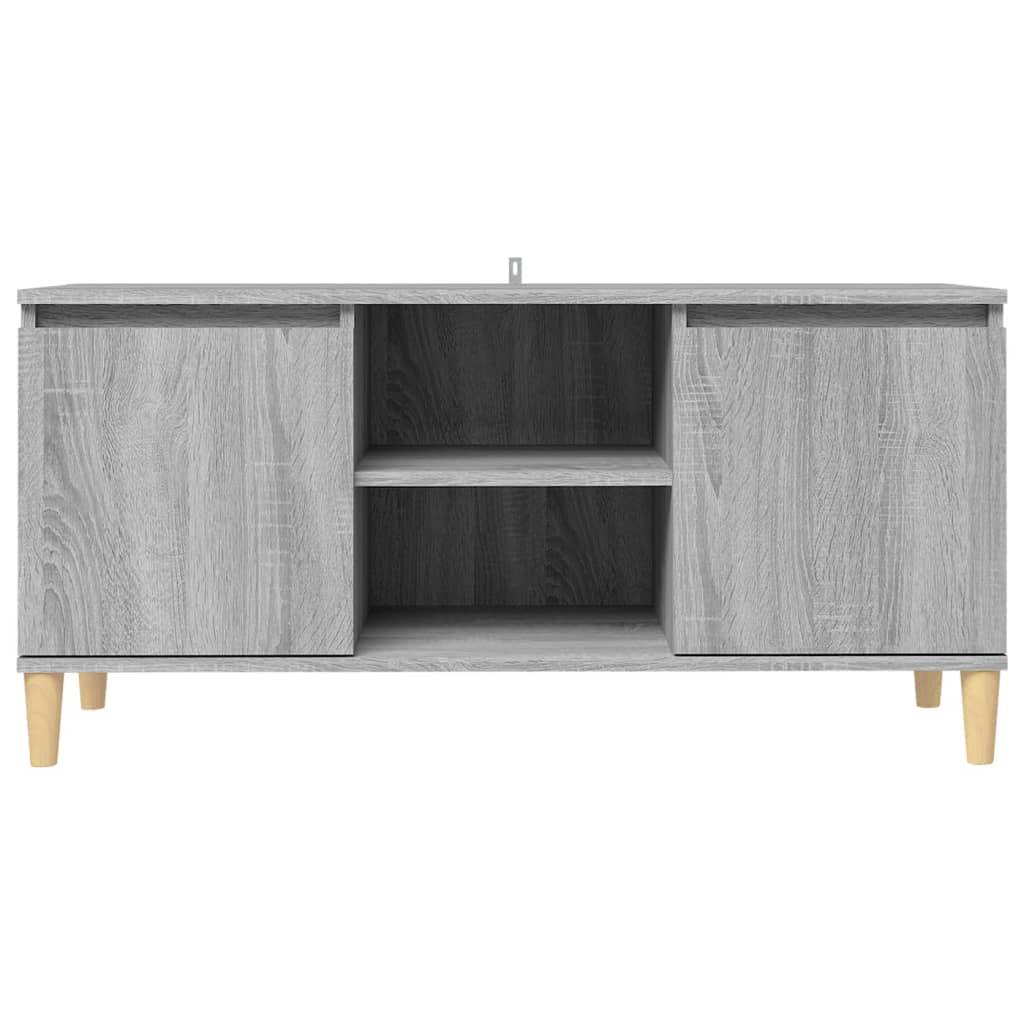 Mesita de noche patas madera maciza gris Sonoma 103,5x35x50 cm