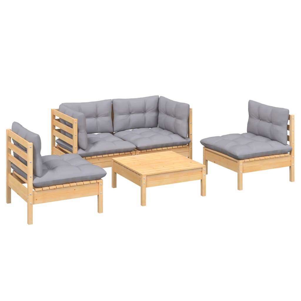 Garden furniture set 5 pcs and pine wood cushions