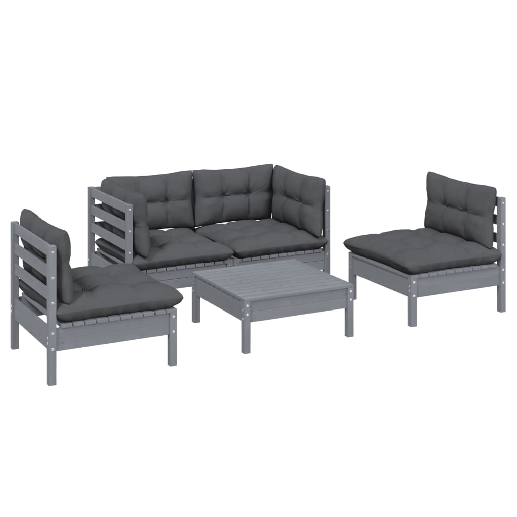 Garden furniture set 5 pcs and pine wood cushions