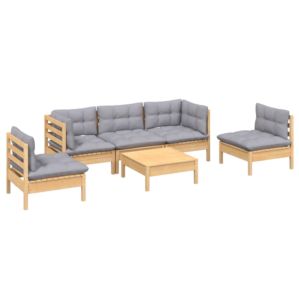 Garden furniture set 6 pcs and pine wood cushions