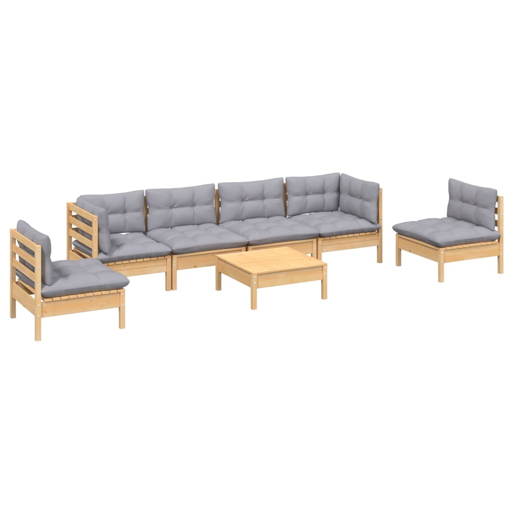 Garden furniture set 7 pcs and pine wood cushions