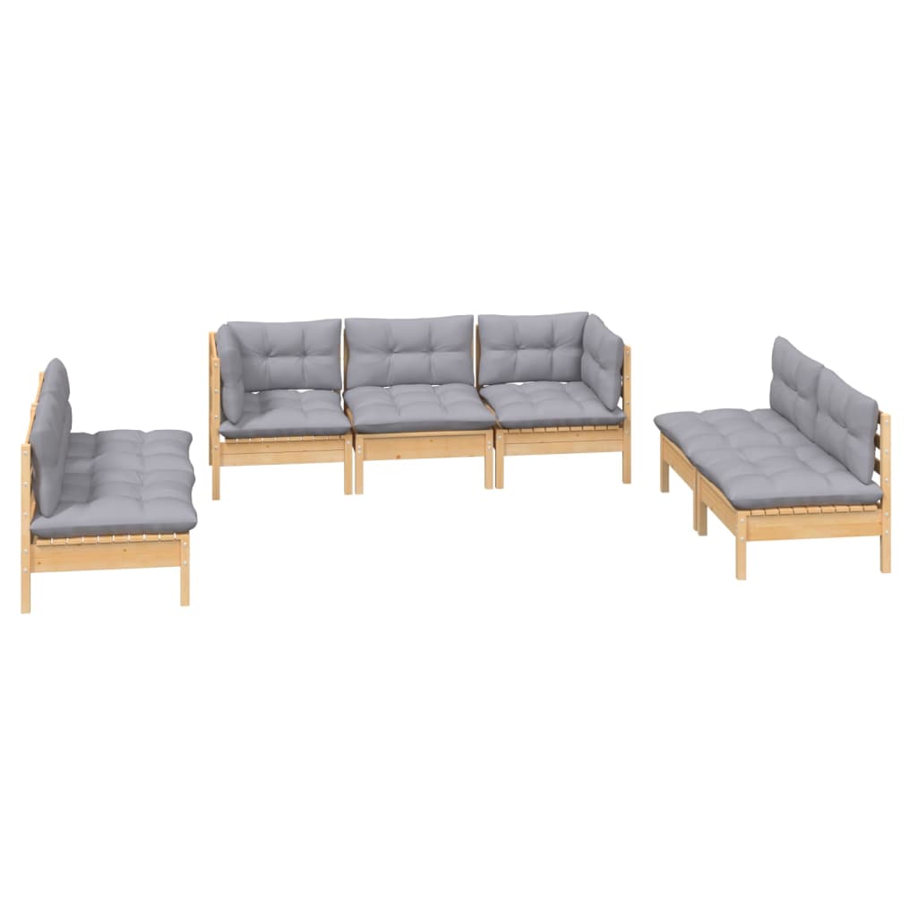 Garden furniture set 7 pcs and pine wood cushions