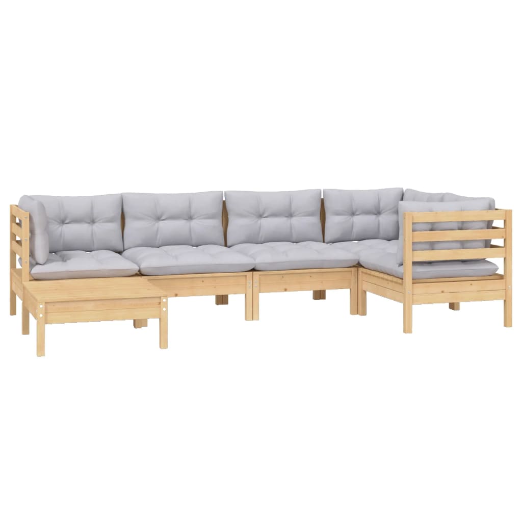 Garden furniture set 6 pcs and pine wood cushions