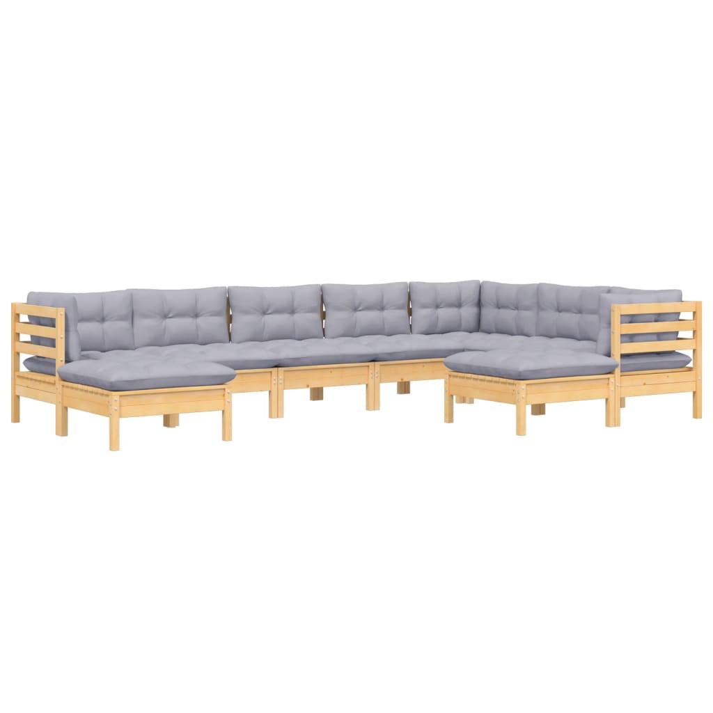 Ensemble de meubles de jardin 9 pcs et coussins en bois de pin