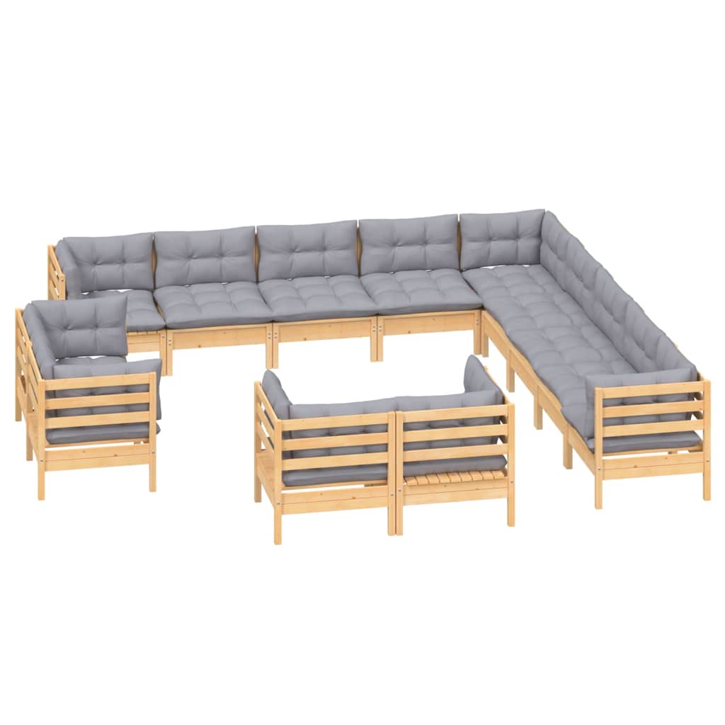 Garden furniture set 13 pcs and pine wood cushions