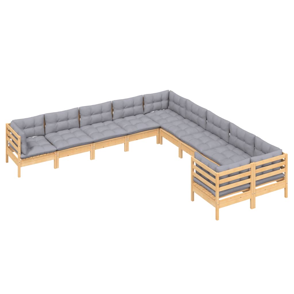 Ensemble de meubles de jardin 10 pcs et coussins en bois de pin