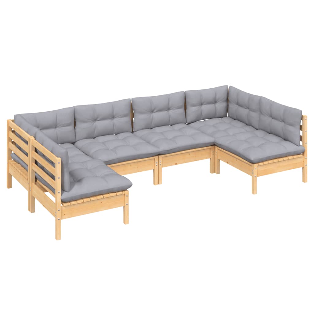 Garden furniture set 6 pcs and pine wood cushions