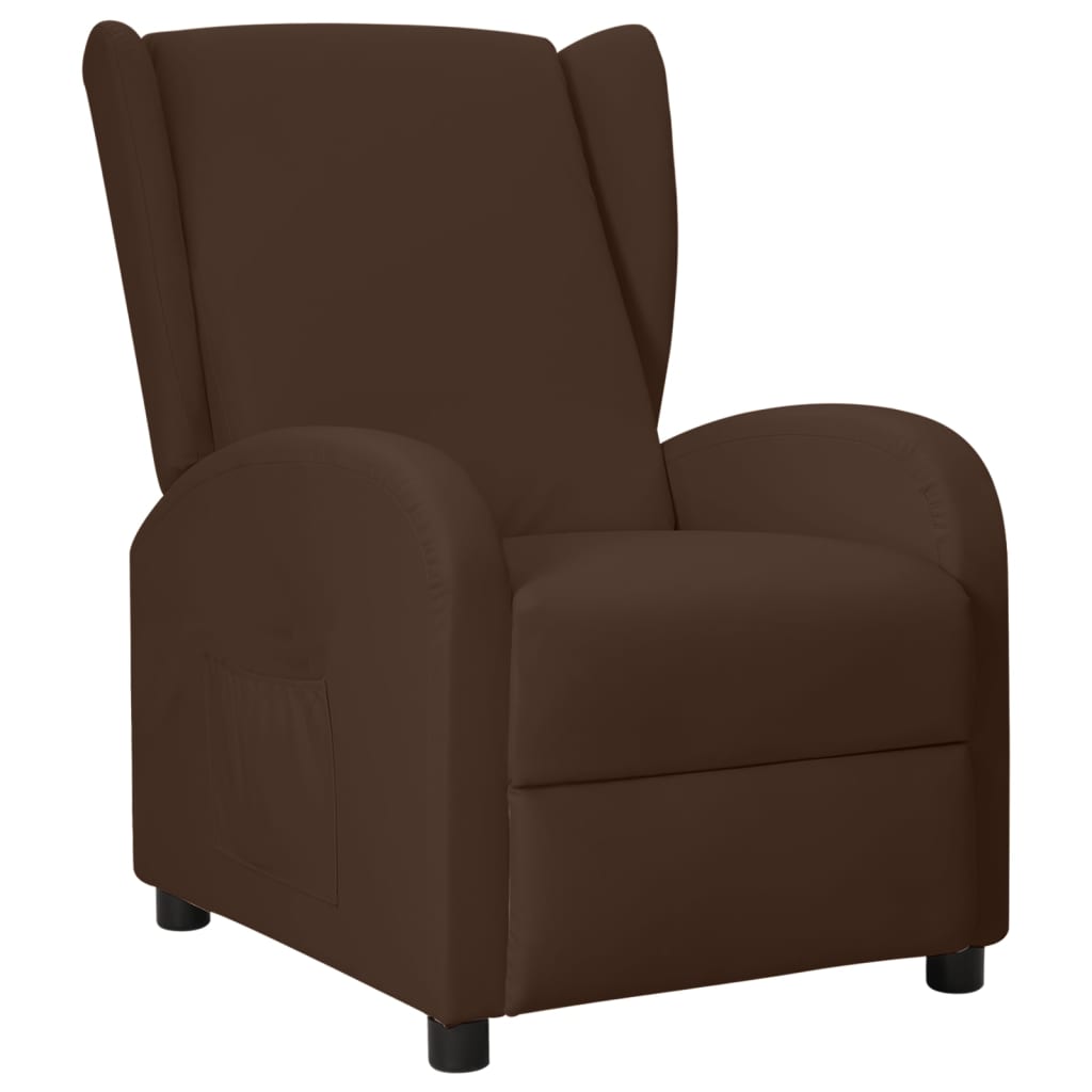 Vetonek Sillón orejero reclinable de cuero sintético marrón