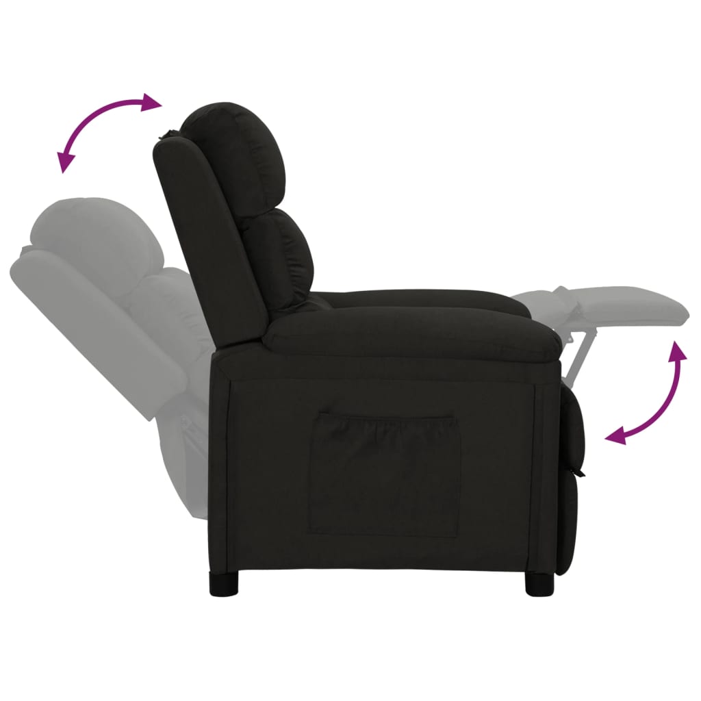 Sillón reclinable de tela negro vidaXL