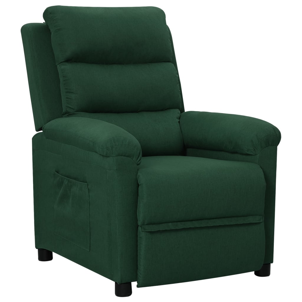 Vetonek Sillón reclinable de tela verde oscuro