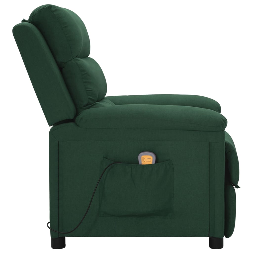 Sillón de masaje de tela verde oscuro vidaXL