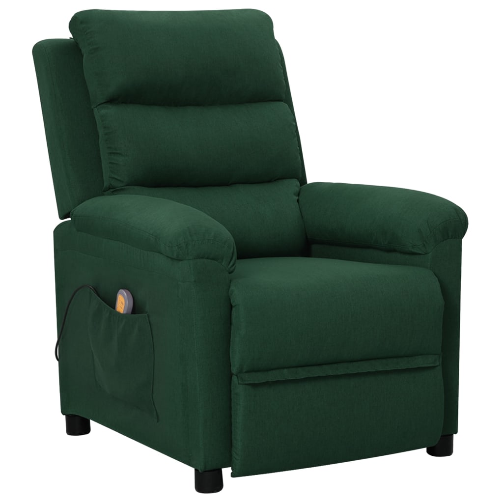 Vetonek Sillón de masaje de tela verde oscuro