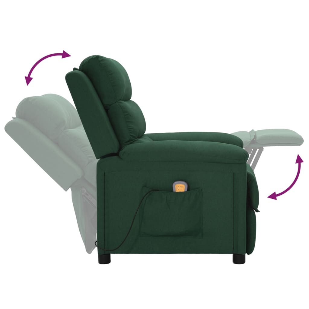 Sillón de masaje de tela verde oscuro vidaXL