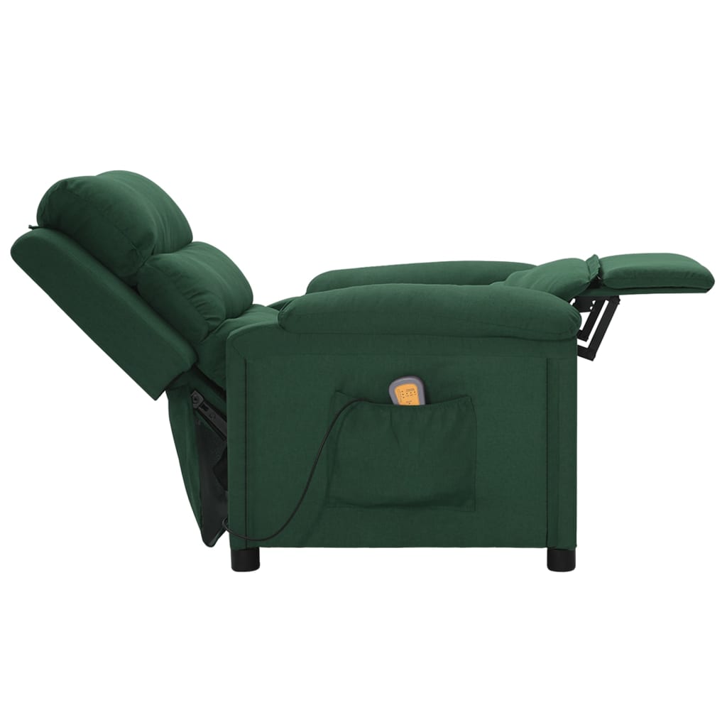 Sillón de masaje de tela verde oscuro vidaXL