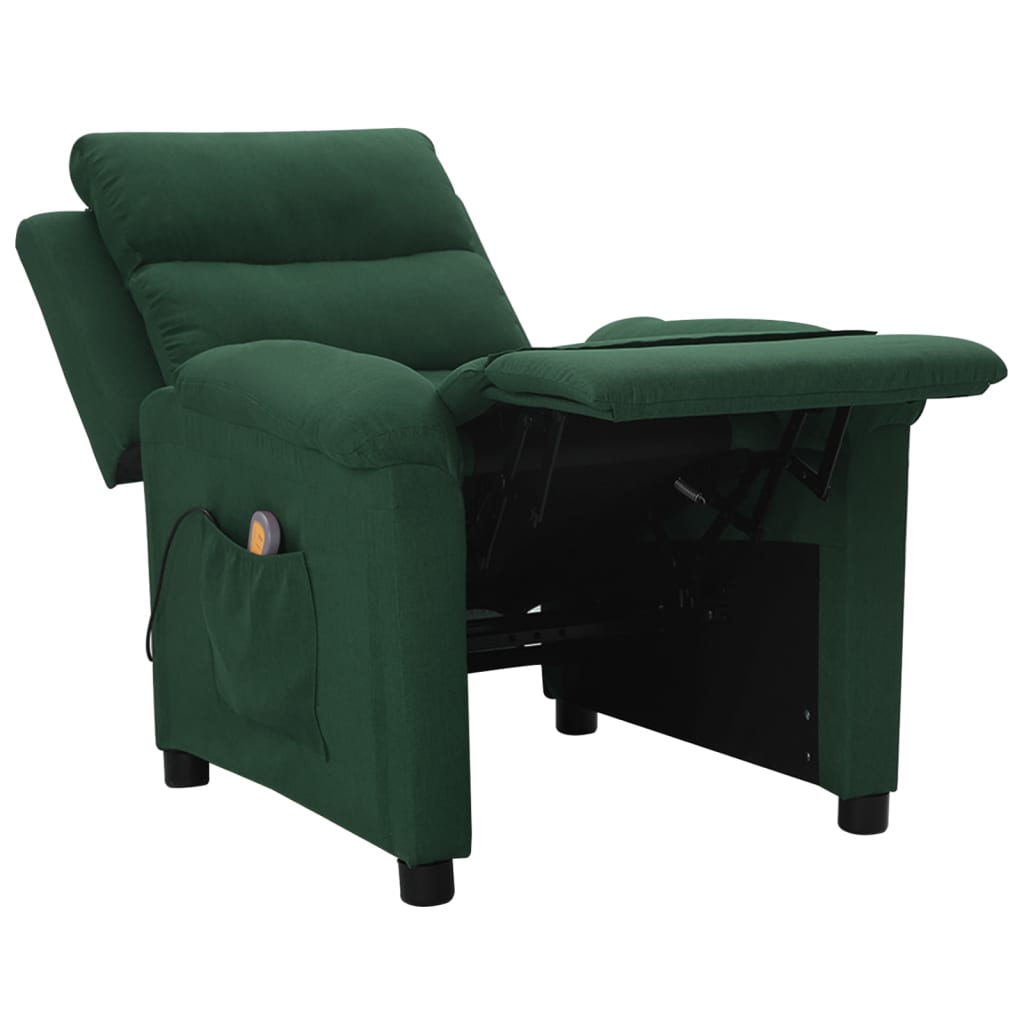 Sillón de masaje de tela verde oscuro vidaXL