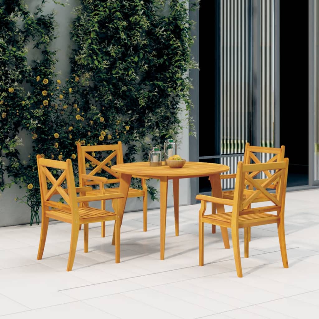 Vetonek Sillas de comedor de jardín 4 uds madera maciza de acacia