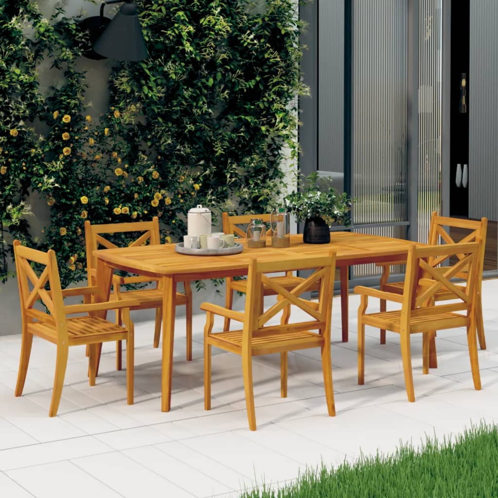 Vetonek Sillas de comedor de jardín 6 uds madera maciza de acacia