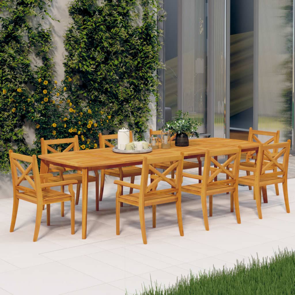 Vetonek Sillas de comedor de jardín 8 uds madera maciza de acacia