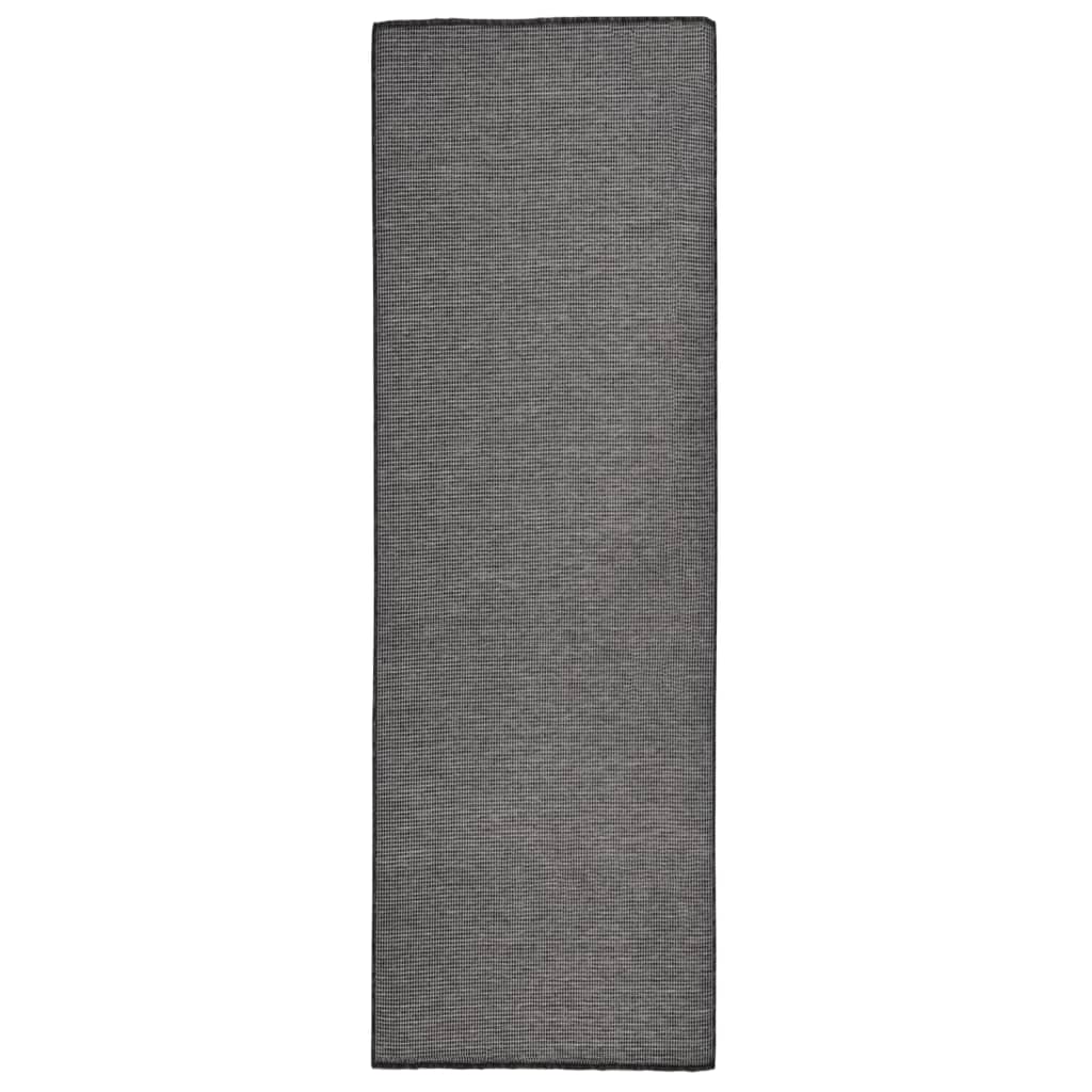 Alfombra de exterior de tejido plano gris 80x250 cm