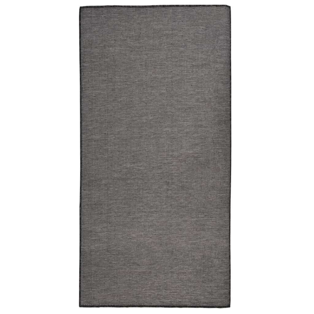 Vetonek Alfombra de exterior de tejido plano gris 100x200 cm