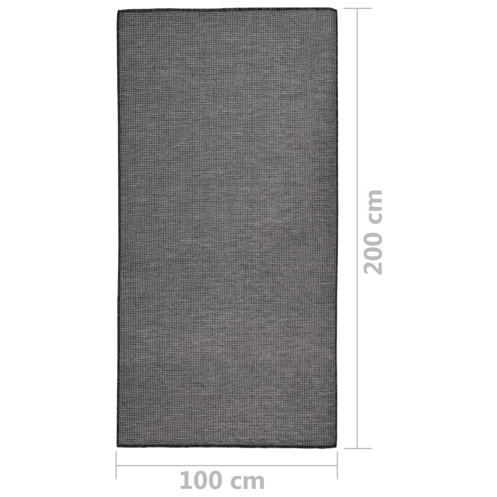 Alfombra de exterior de tejido plano gris 100x200 cm