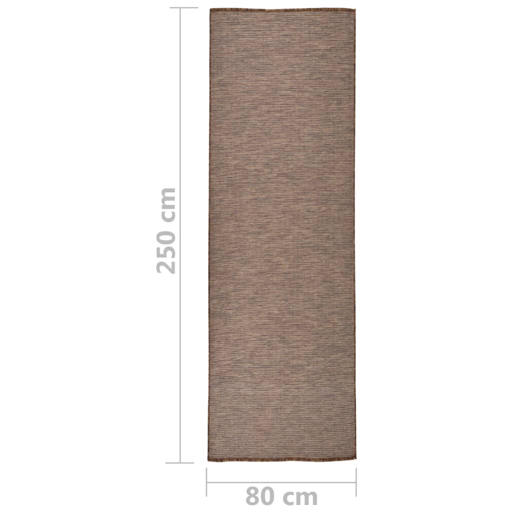 Alfombra de exterior de tejido plano marrón 80x250 cm