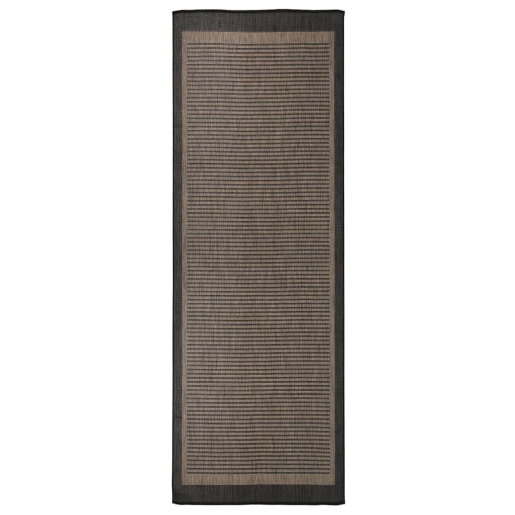 Vetonek Alfombra de exterior de tejido plano marrón oscuro 80x250 cm