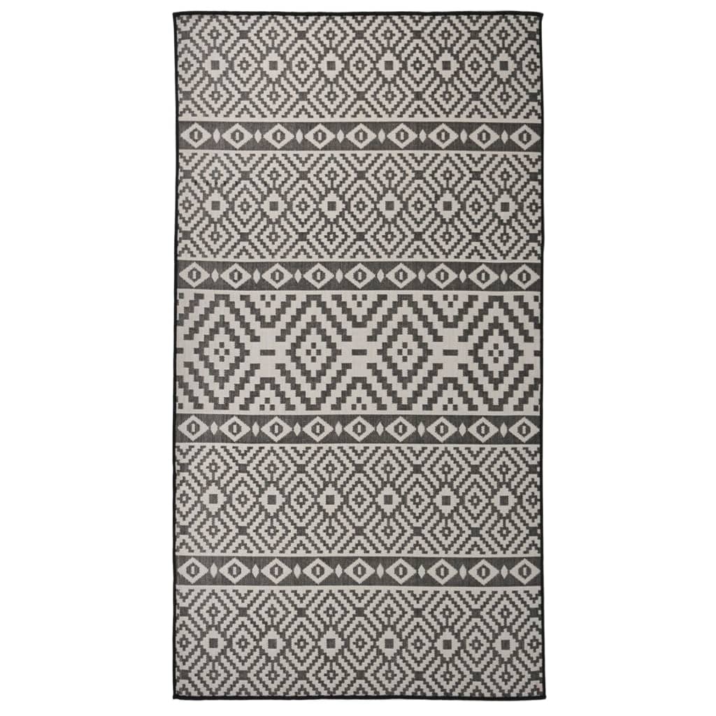 Vetonek Alfombra de exterior de tejido plano rayas negras 80x150 cm