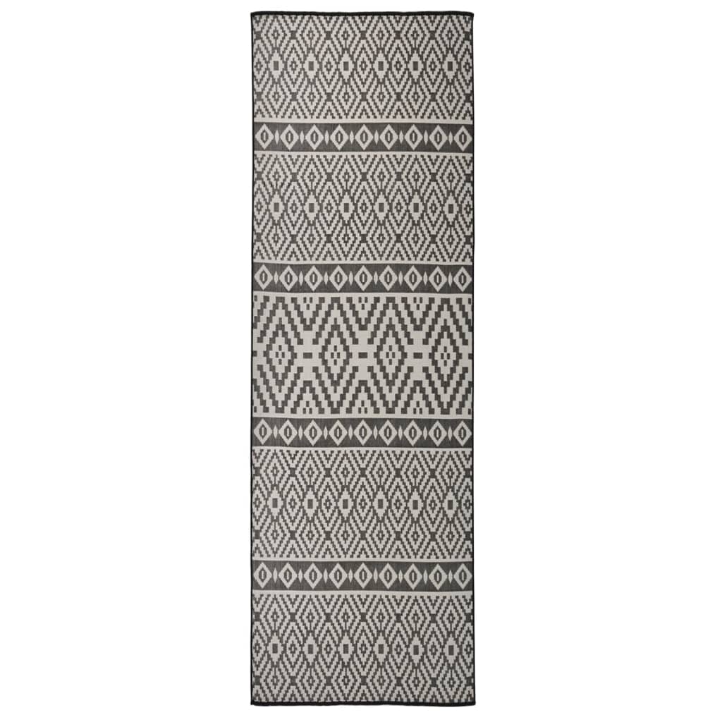 Vetonek Alfombra de exterior de tejido plano rayas negras 80x250 cm