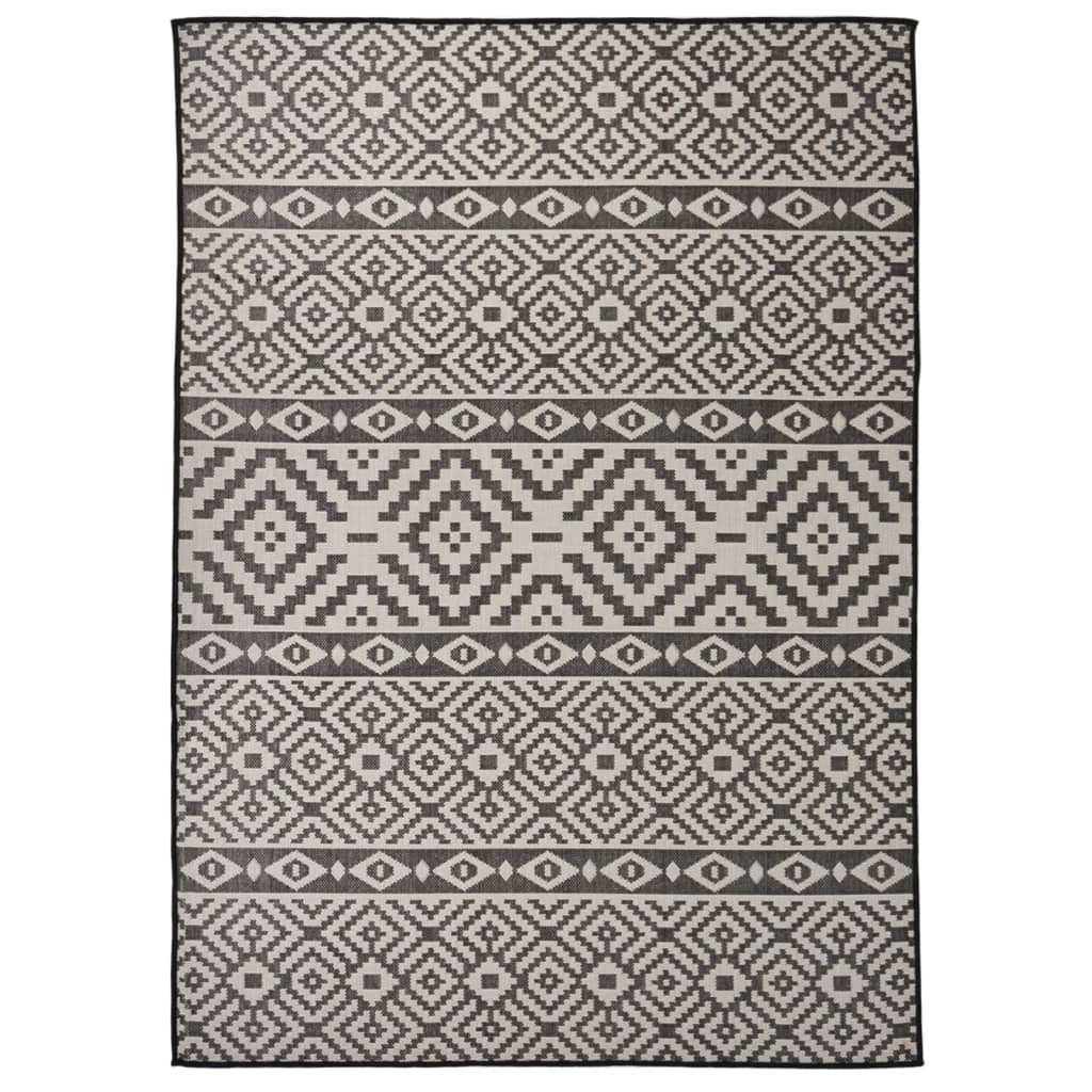 Vetonek Alfombra de exterior de tejido plano rayas negras 120x170 cm