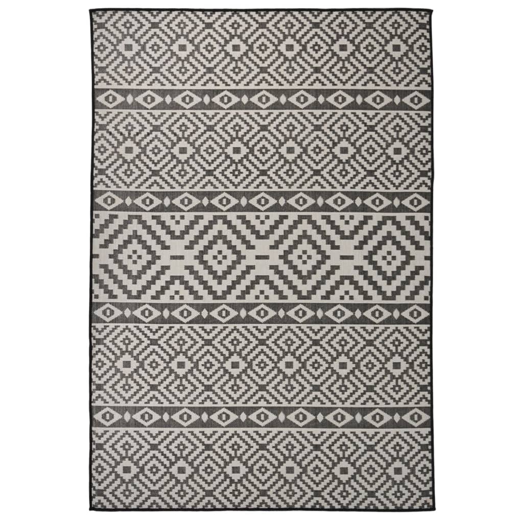 Vetonek Alfombra de exterior de tejido plano rayas negras 160x230 cm