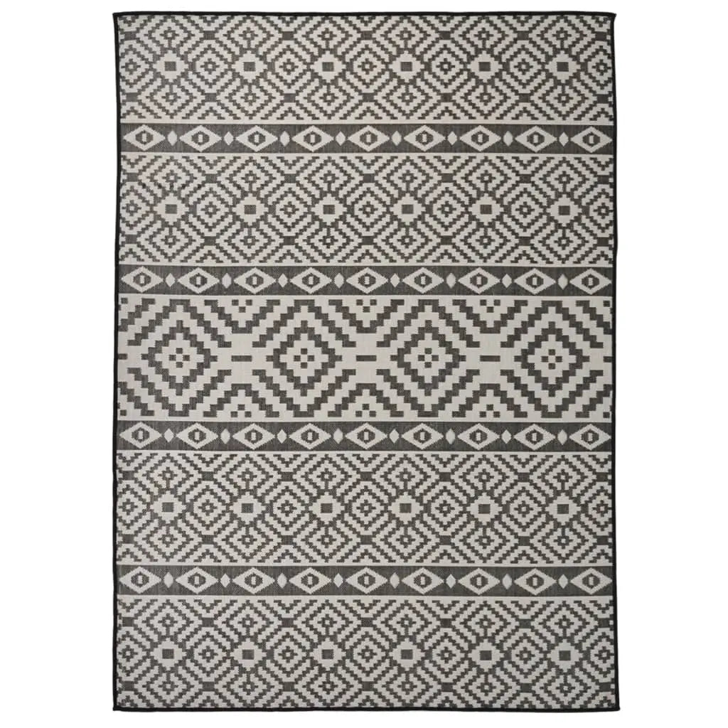 Vetonek Alfombra de exterior de tejido plano rayas negras 200x280 cm