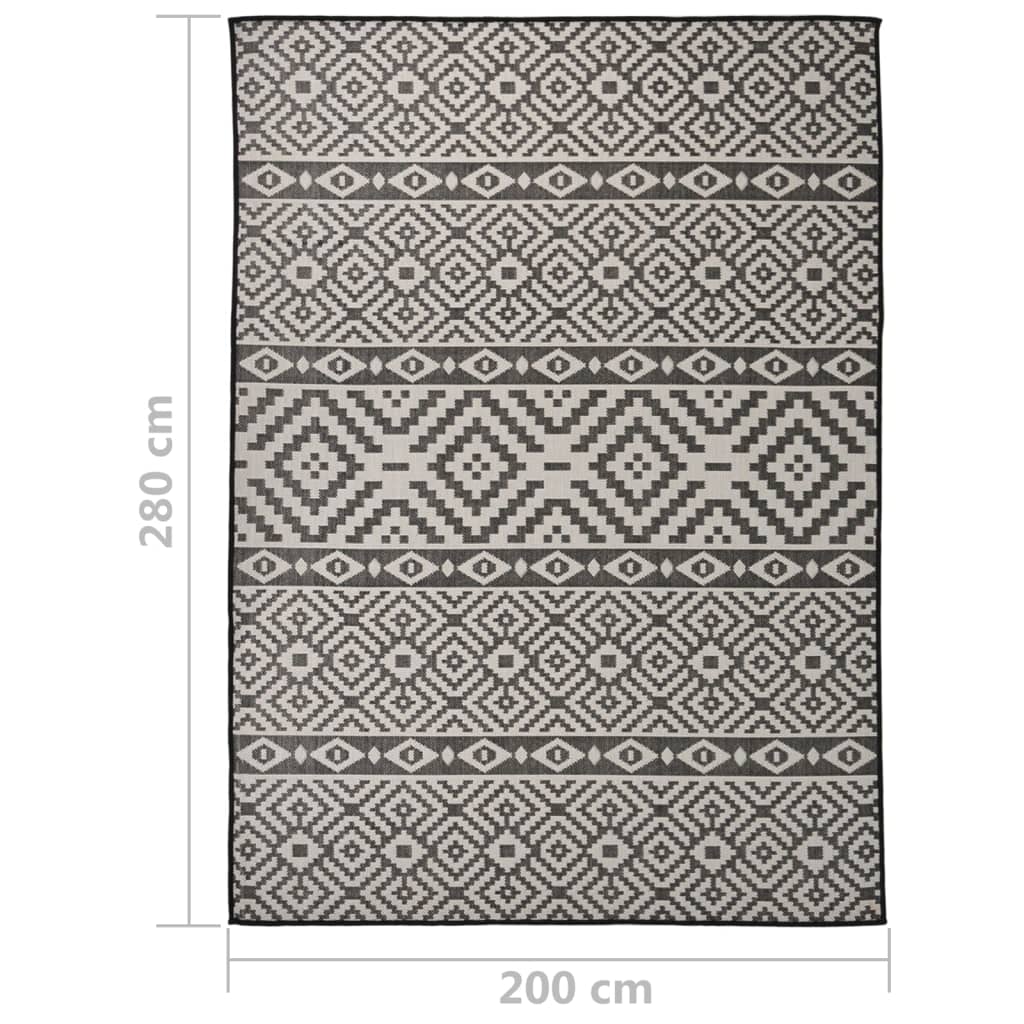 Alfombra de exterior de tejido plano rayas negras 200x280 cm