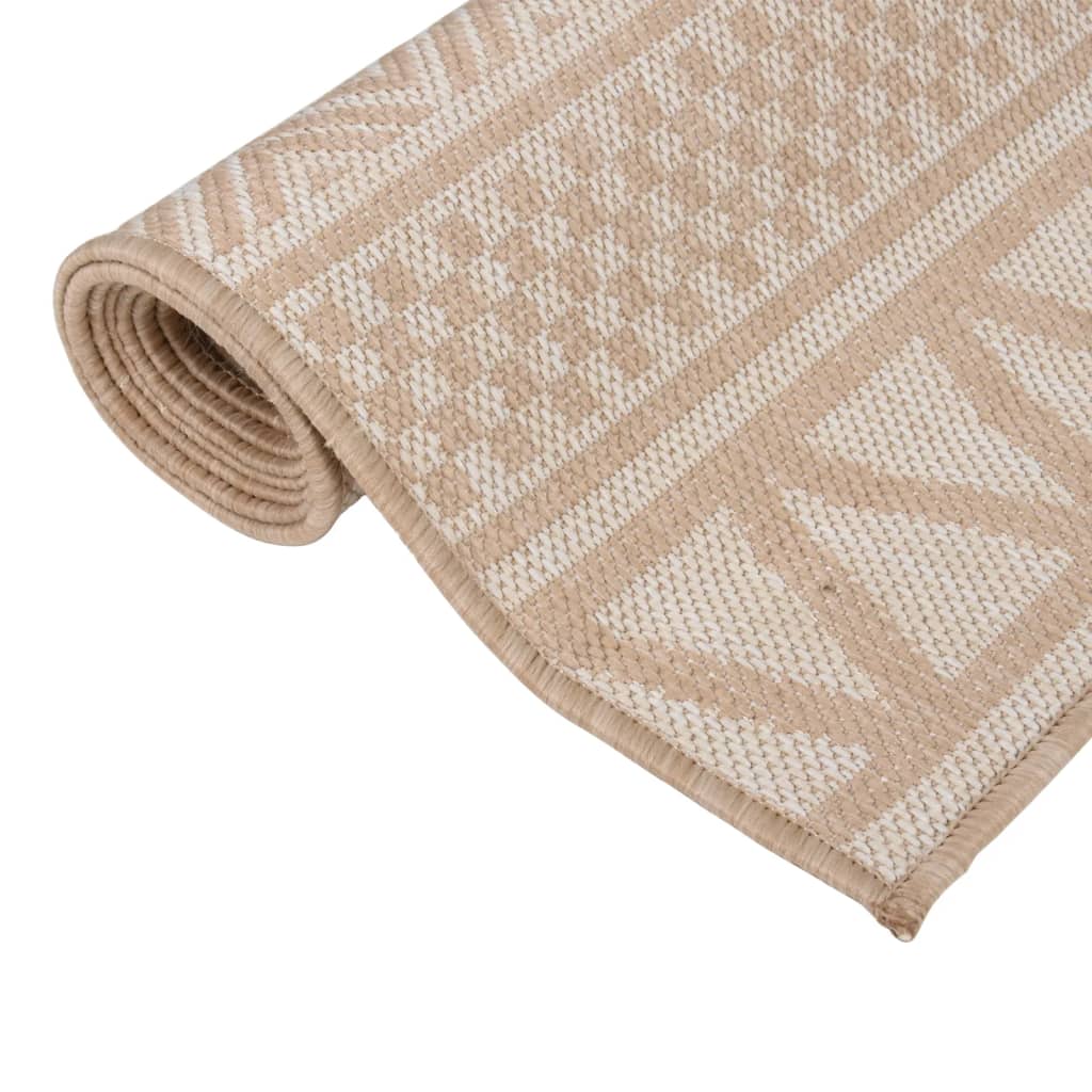 Flat fabric carpet brown stripes 100x200 cm