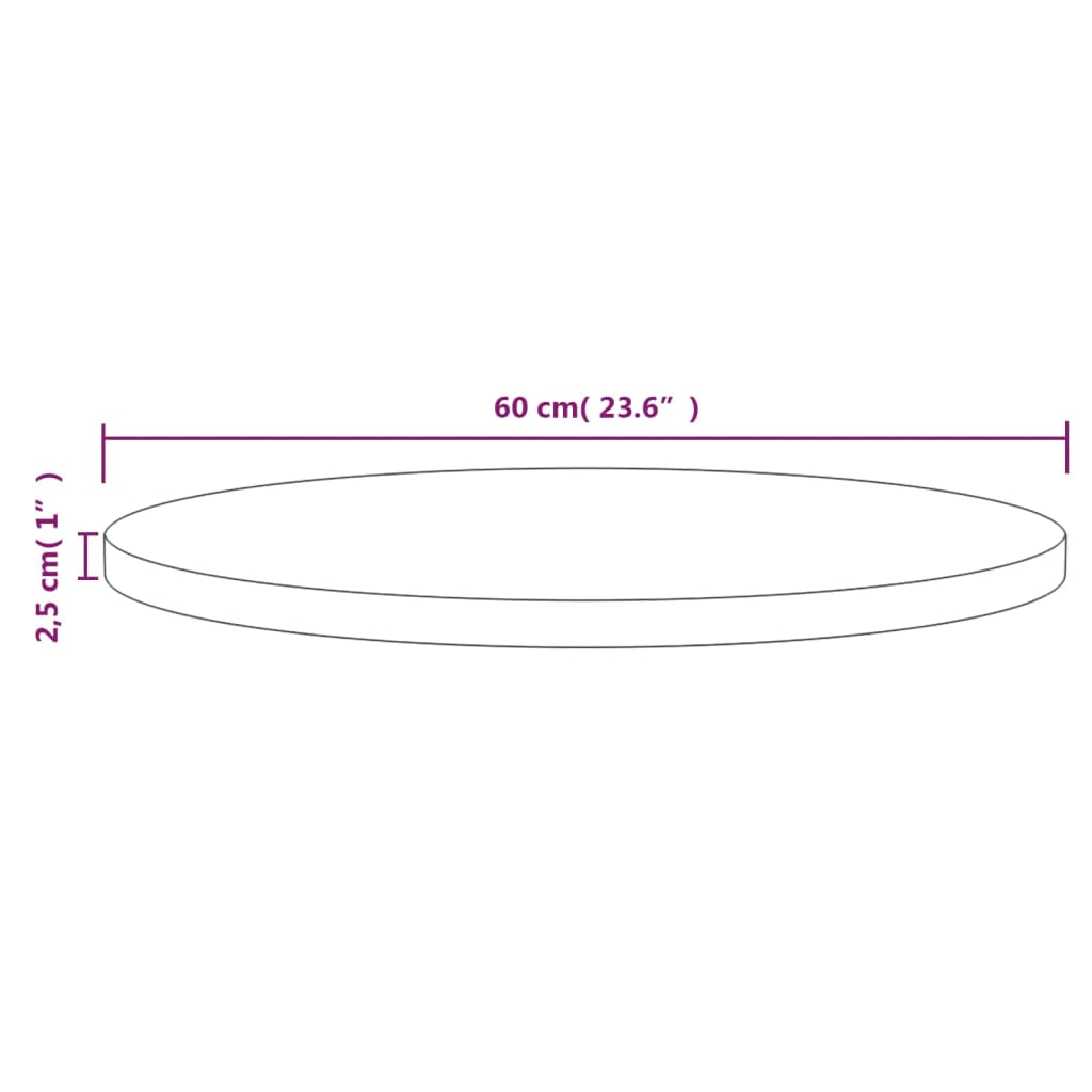 Superficie de mesa madera maciza de pino Ø60x2,5 cm vidaXL