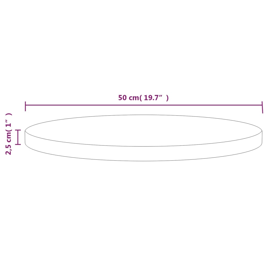 Superficie de mesa madera maciza de pino blanco Ø50x2,5 cm vidaXL