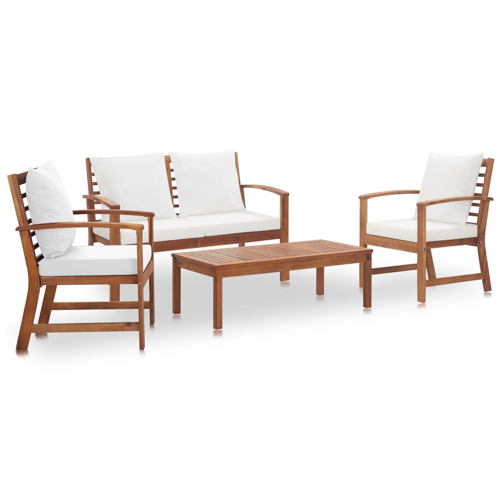 Vetonek Set de muebles de jardín 4 pzs y cojines madera maciza acacia