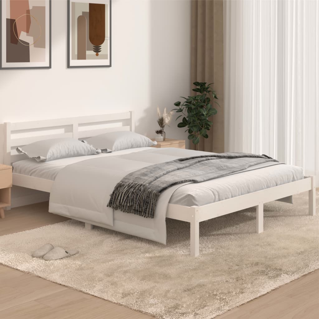 Vetonek Estructura de cama sin colchón madera pino blanco 140x190 cm