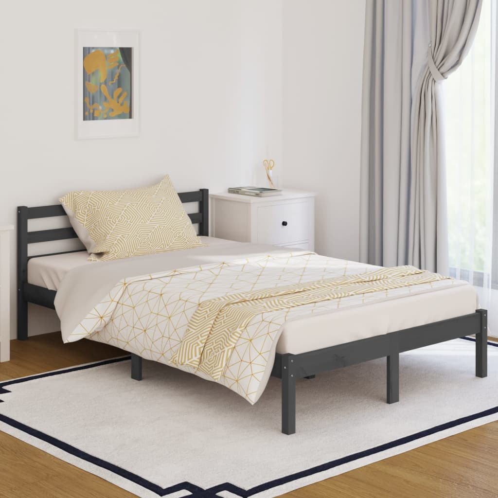 Vetonek Sofá cama madera maciza de pino gris 120x200 cm