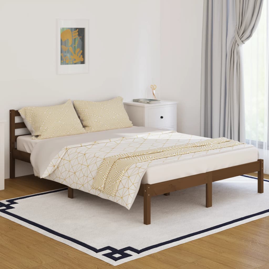 Vetonek Estructura de cama madera maciza de pino marrón miel 140x200 cm