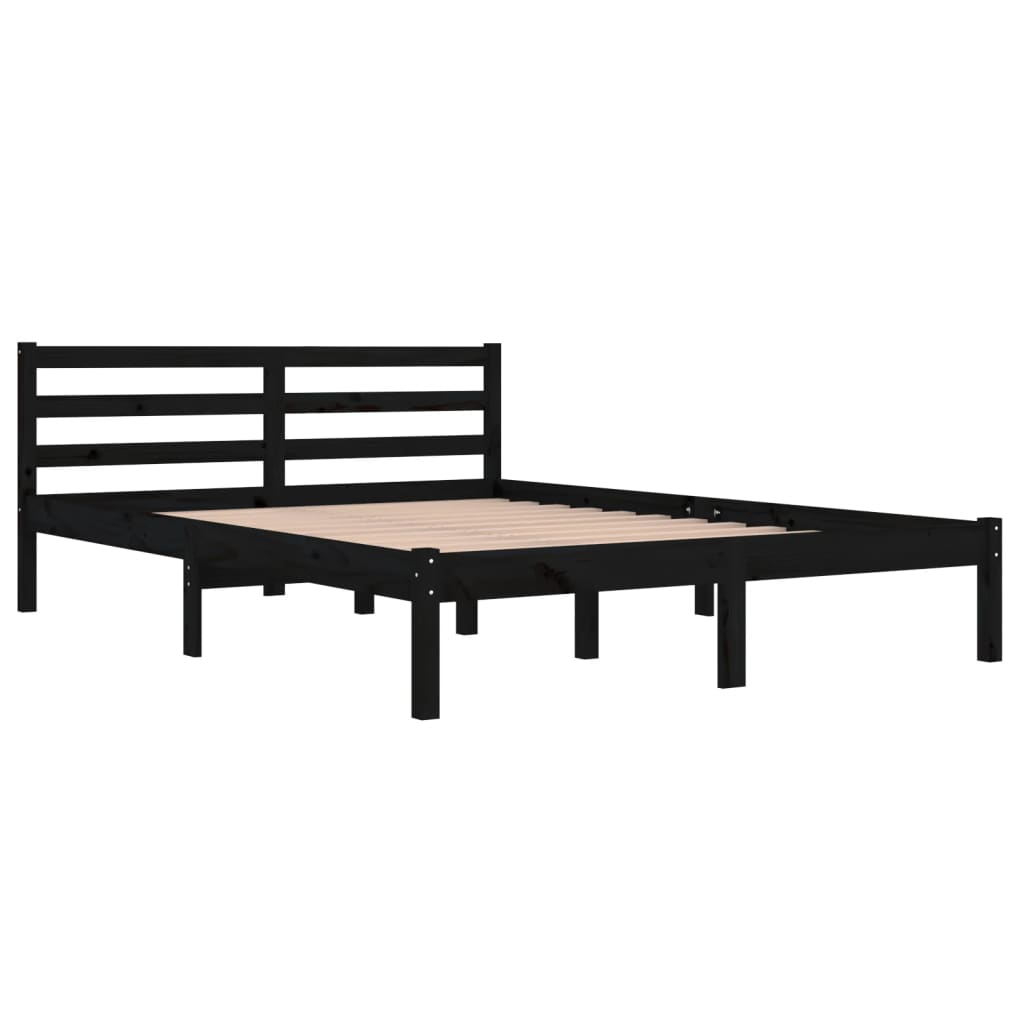 Estructura de cama madera maciza de pino negro 140x200 cm