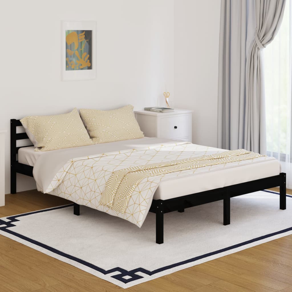 Vetonek Estructura de cama madera maciza de pino negro 140x200 cm