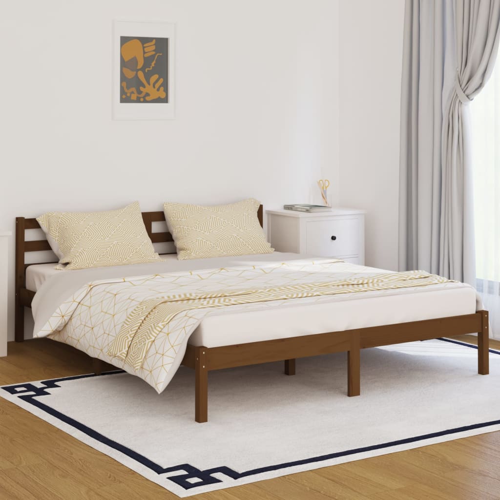 Vetonek Estructura de cama madera maciza de pino marrón miel 160x200 cm