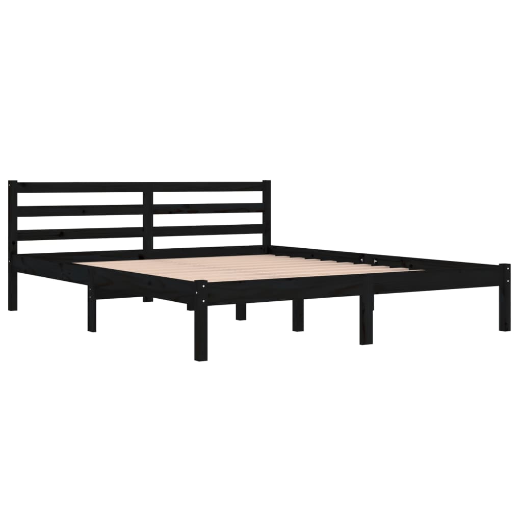 Estructura de cama madera maciza de pino negro 160x200 cm