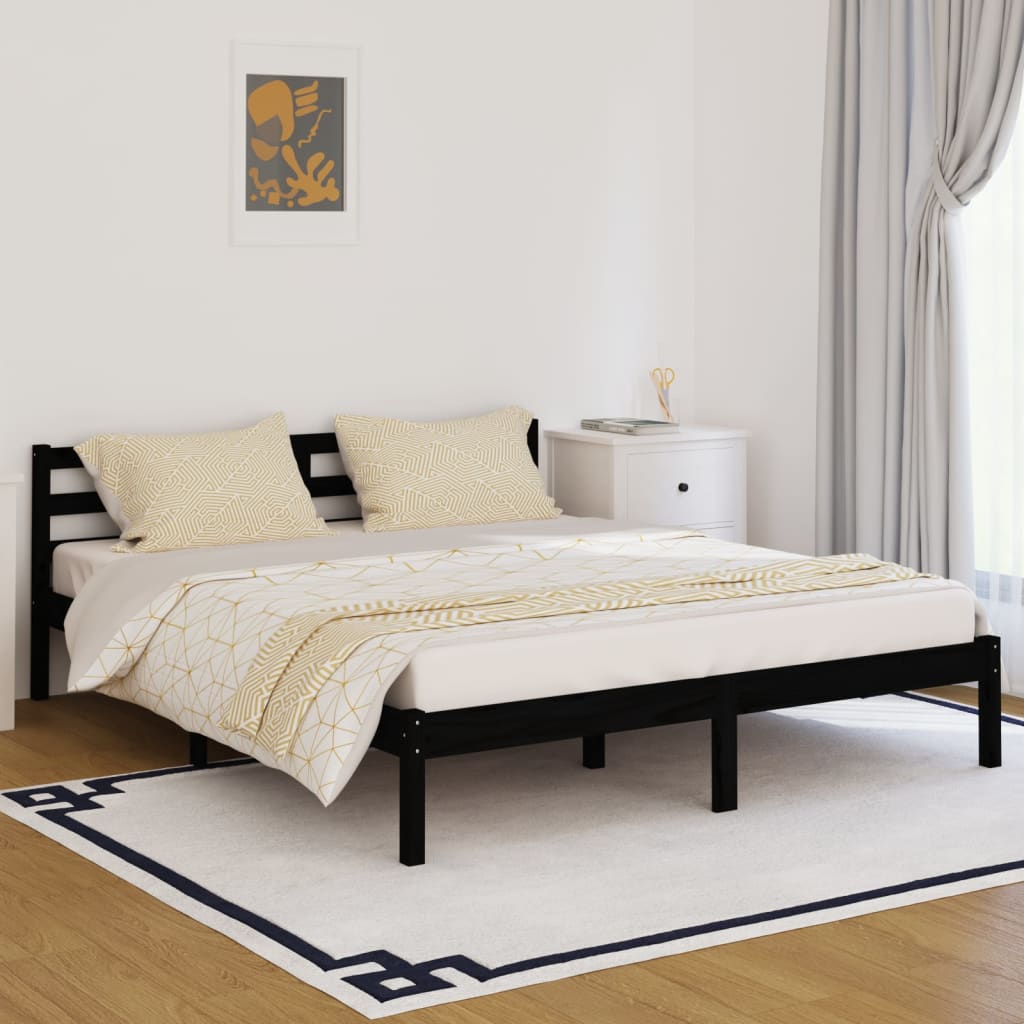 Vetonek Estructura de cama madera maciza de pino negro 160x200 cm