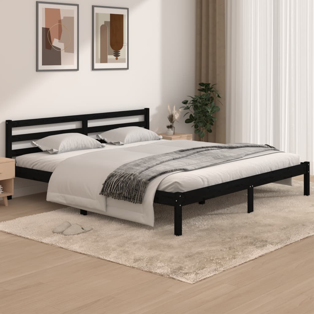 Vetonek Estructura de cama madera maciza de pino negro 180x200 cm