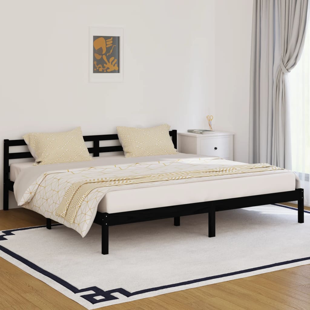 Vetonek Estructura de cama sin colchón madera de pino negro 200x200 cm