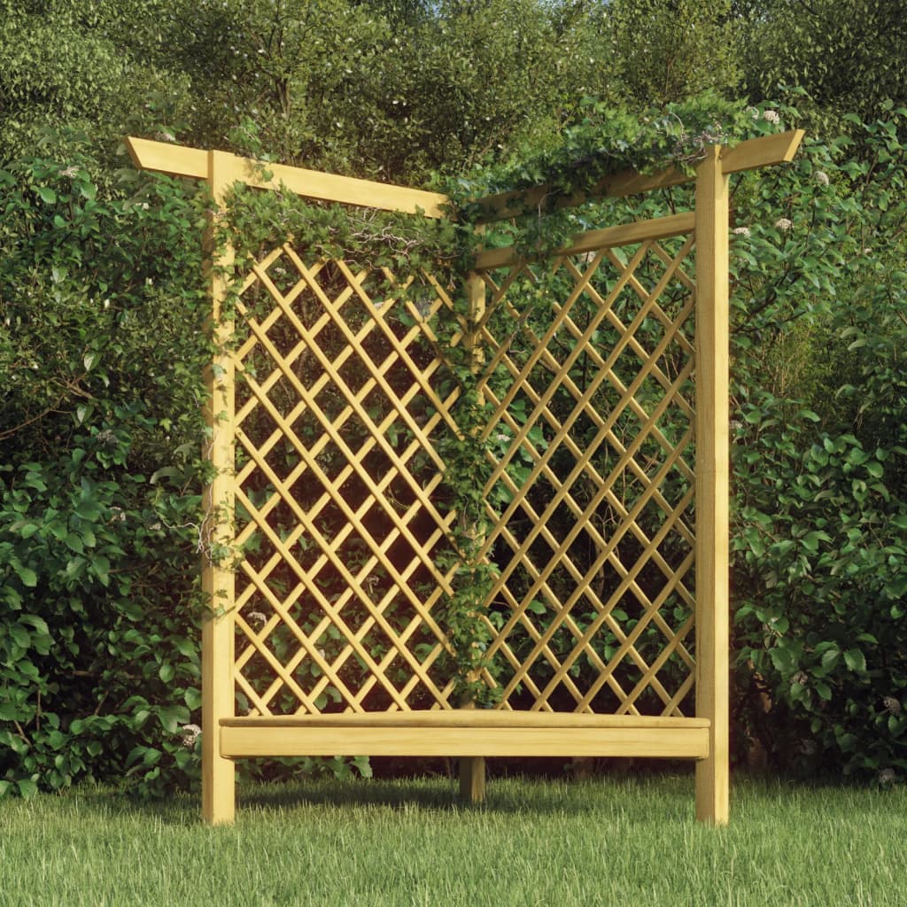 Vetonek Pérgola esquinera con banco madera pino impregnada 166x81x174cm  