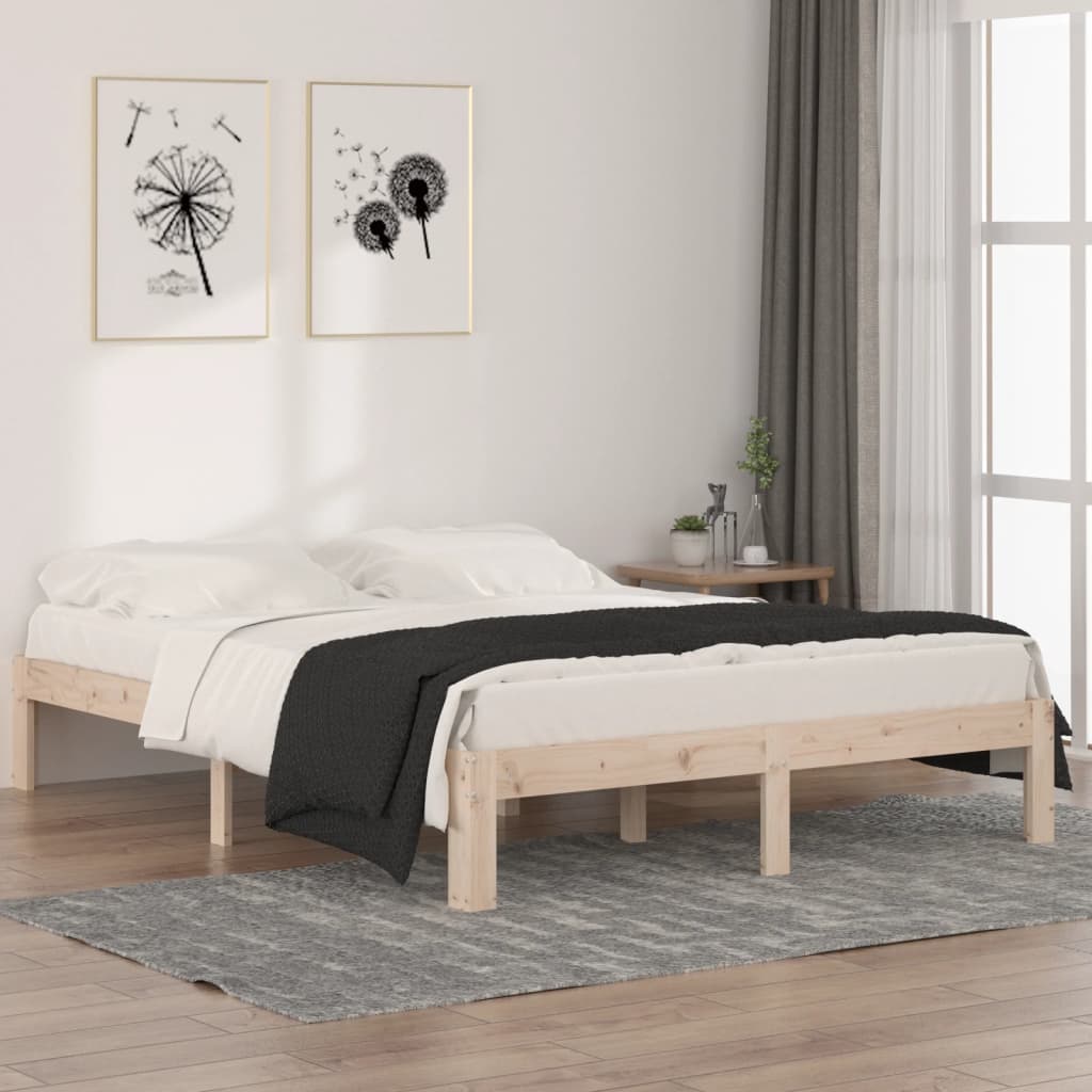 Estructura de cama sin colchón madera maciza pino 140x190 cm v8965 Vetonek